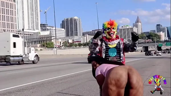 Juicy Tee Gets Fucked by Gibby The Clown on A Busy Highway During Rush Hour