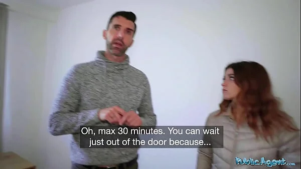 Public Agent Tight Spanish babe gives blowjob and fuck behind husbands back