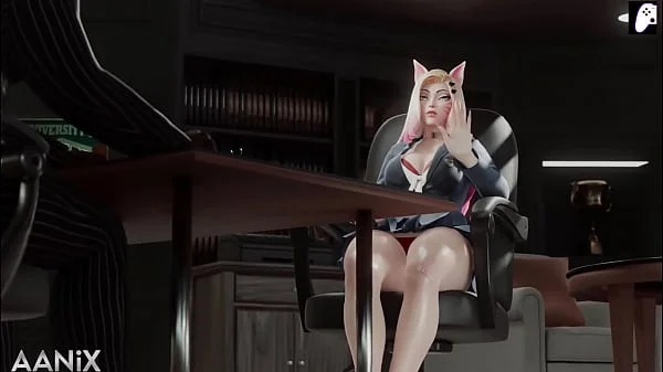 (4K) Cute girl with pink hair fucks black cock and swallows loads of cum | Hentai 3D