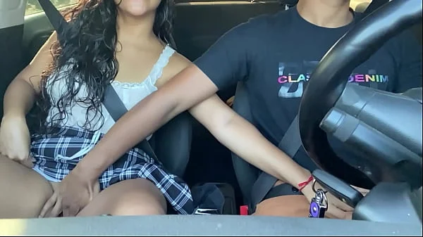 Horny passenger gets into Uber without panties and driver can't resist her