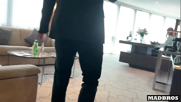 Redhead British milf boss gets anal pounded by 2 blacks in her office after their job interview !!!