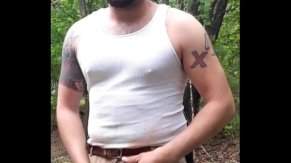 Huge cumshot outdoors