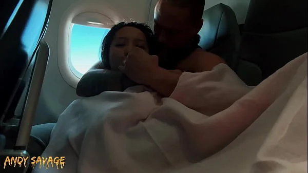 PUBLIC fingering asian on an airplane MILE HIGH CLUB