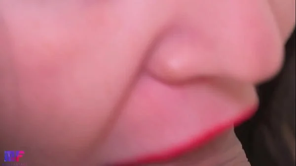 Blowjob close-up, kisses. Creampie in mouth