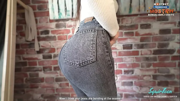 Stepfather cut my favorite jeans to cum in my tight pussy