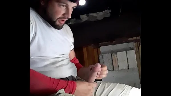 Huge cumshot long fat dick at work