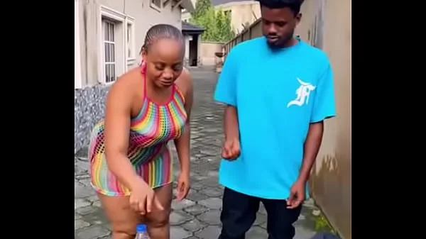 Big ass naija babe with big ass and great body in a flip Bottle Challenge where you strip for every loss