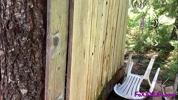 Hot outdoor shower in the woods - TheFoxxxLife -