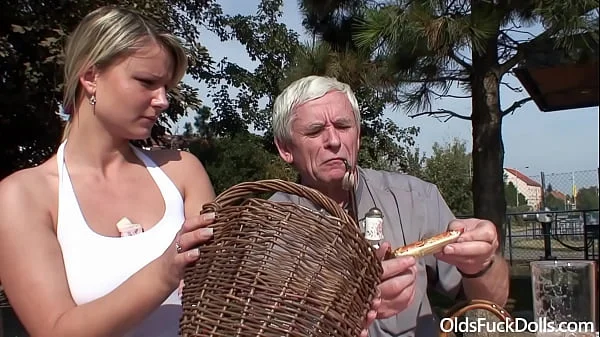 Hot blonde Samantha Jolie fucked by old grandpa and grandma