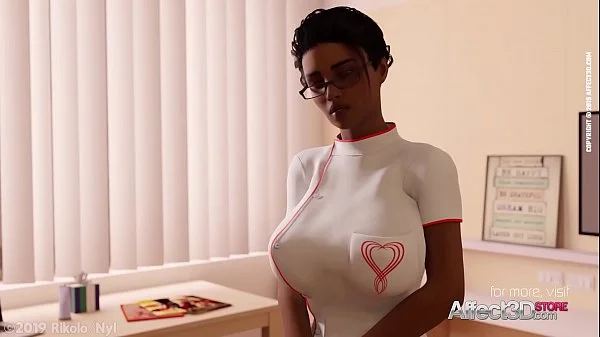 Ebony Nurse helping her futanari patient in a cool 3d animation