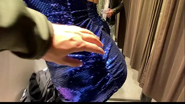 Trying new clothes in Changing room in Mall with Cumshot on my big Boobs - Cock2squirt