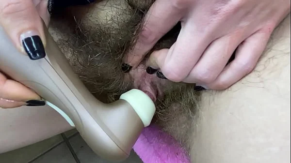 Nasty Hairy Pussy Huge erected Clitoris wet close up masturbation