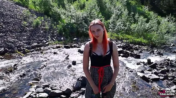 Teen redhead girl wanted sex and creampie in outdoors!