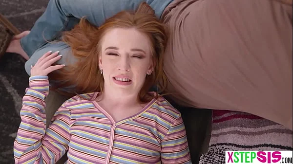 Tiny stepsister teen redhead Maddi Collins tries to seduce in many ways