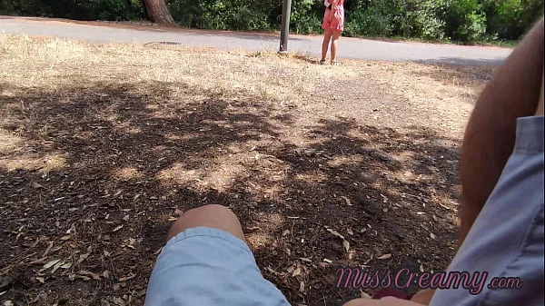 Flashing my dick in front of a young girl in public park and facial cumshot It's very risky with people walking around 4K - MissCreamy