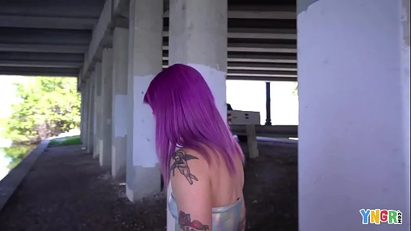 YNGR - Hot Inked Purple Hair Punk Teen Gets Banged