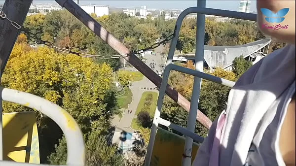 Public blowjob on the ferris wheel from shameless whore